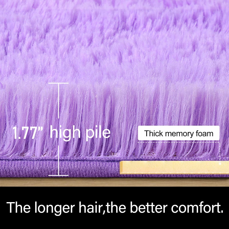 LOCHAS Ultra Soft Indoor Modern Area Rugs Fluffy Living Room Carpets for Children Bedroom Home Decor Nursery Rug 4x5.3 Feet,Lavender Purple - Image 3
